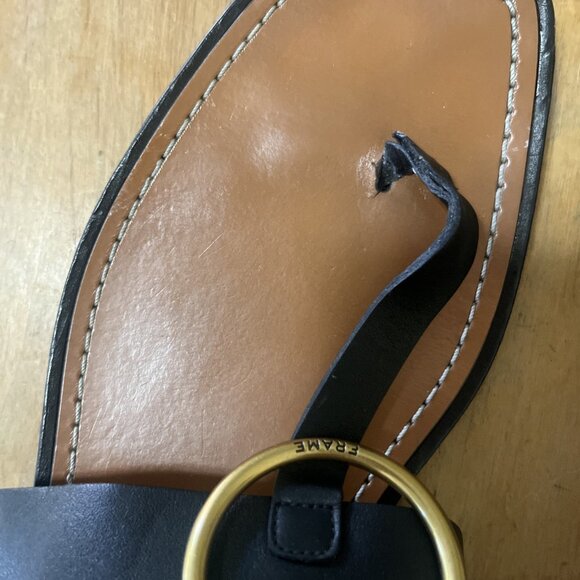 Frame Le Brentwood Black Leather Flip Flop Thong Sandals Size 39 US/8.5-9 - Picture 7 of 8